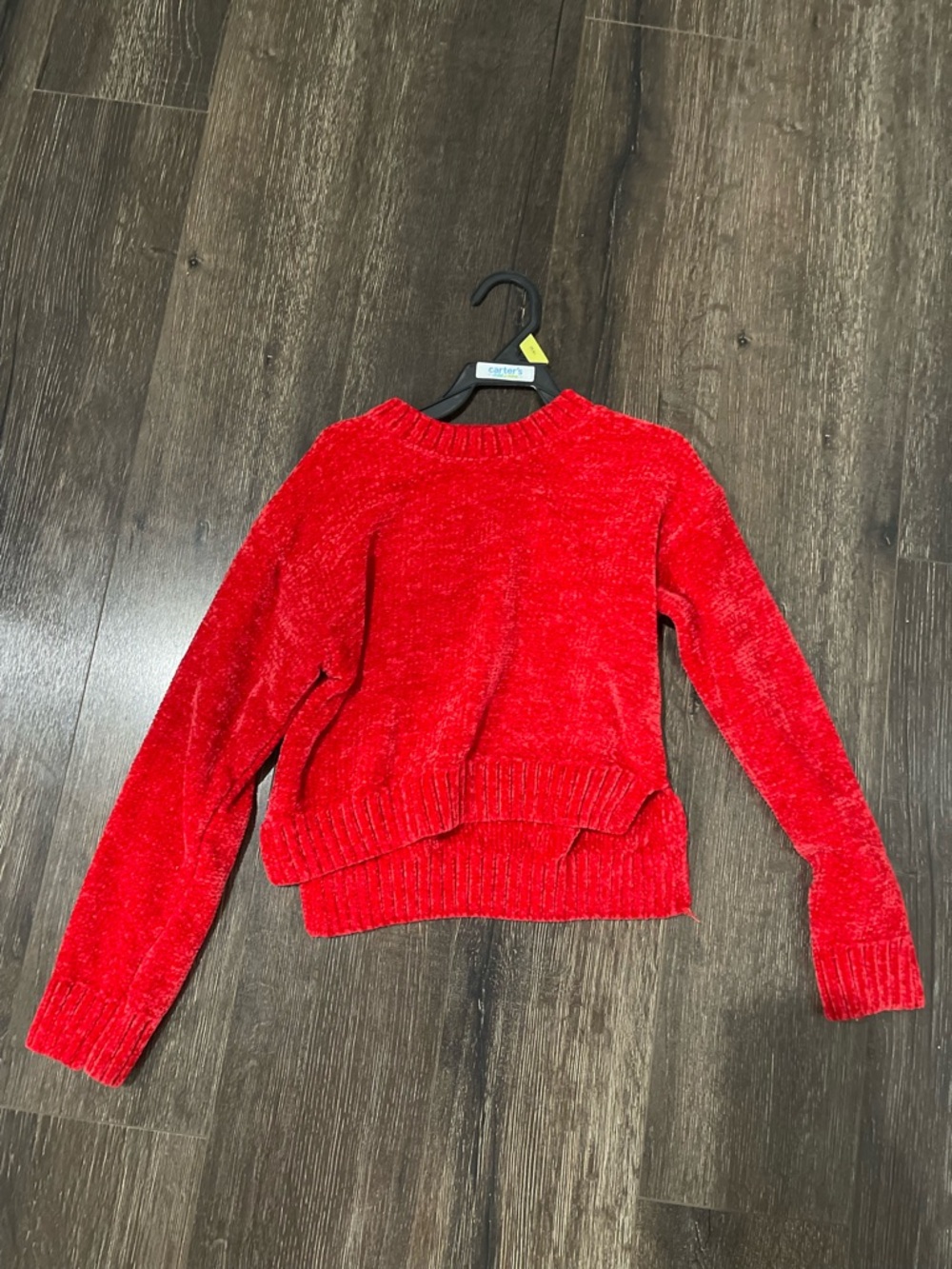 Girl’s Red Chenille Crewneck Sweater